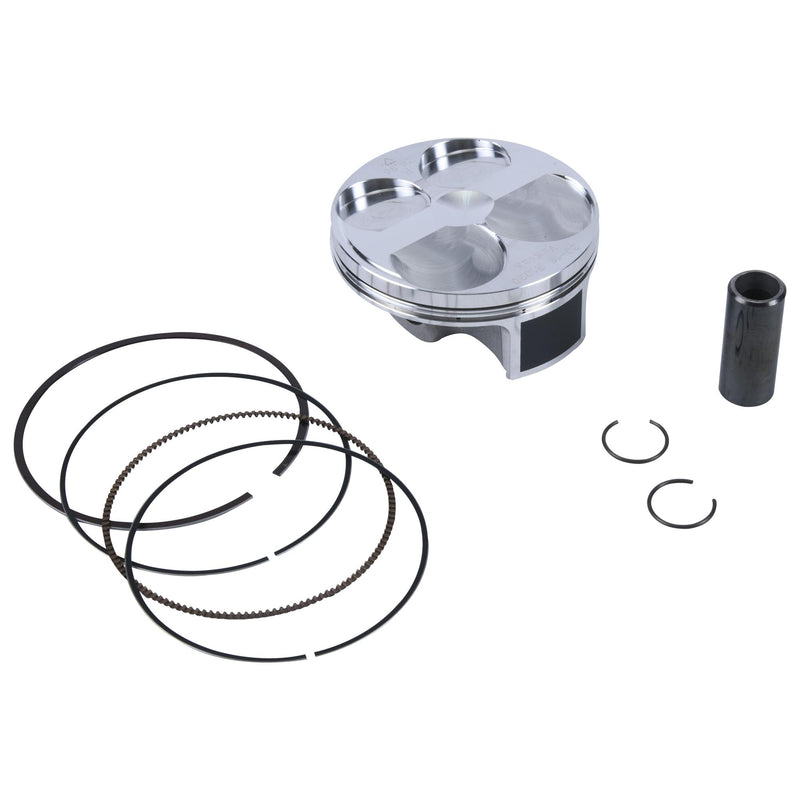Vertex Forged Replica Piston kit; Kit includes: Piston, rings, pin, clips (Piston, Ring Set, & Circlips).Yamaha YZ250F 76.96MM 13.8:1 CR 2019 (V-24371B)