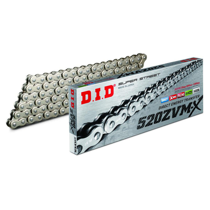 D.I.D Drive Chains - 520ZVM-X S&S-120 ZB - Super Street X-Ring - Silver