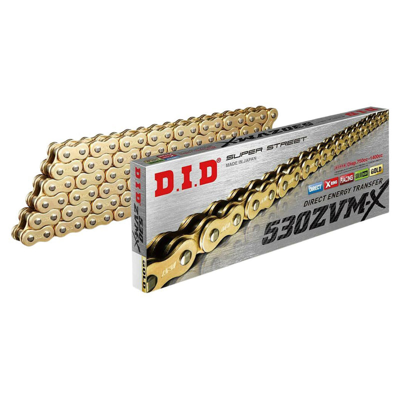 D.I.D Drive Chains - 530/50ZVM-X2 -122 ZB Super Street X-Ring - Gold