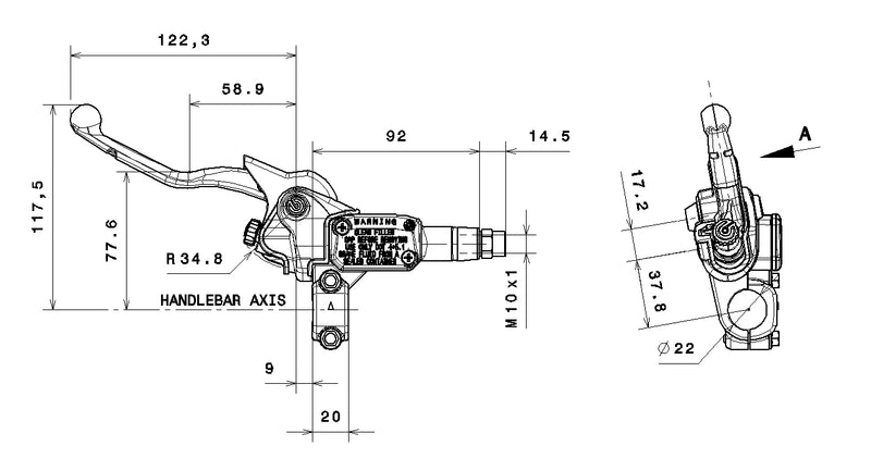 Brembo Clutch Master Cylinder Enduro/MX Racing Ø 10x17,7 mm with Reservoir (XR01610)