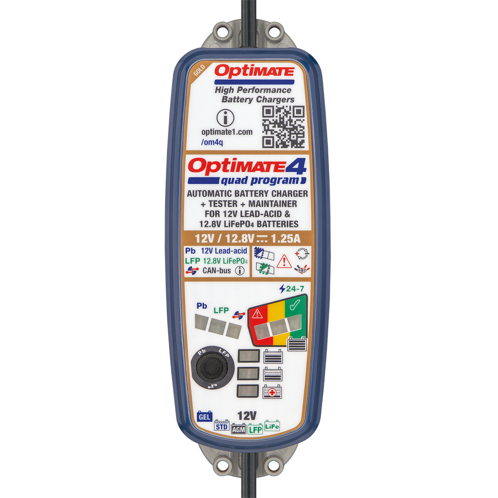 Tecmate Optimate 4 Quad Program Battery Charger TM638 — Superbike