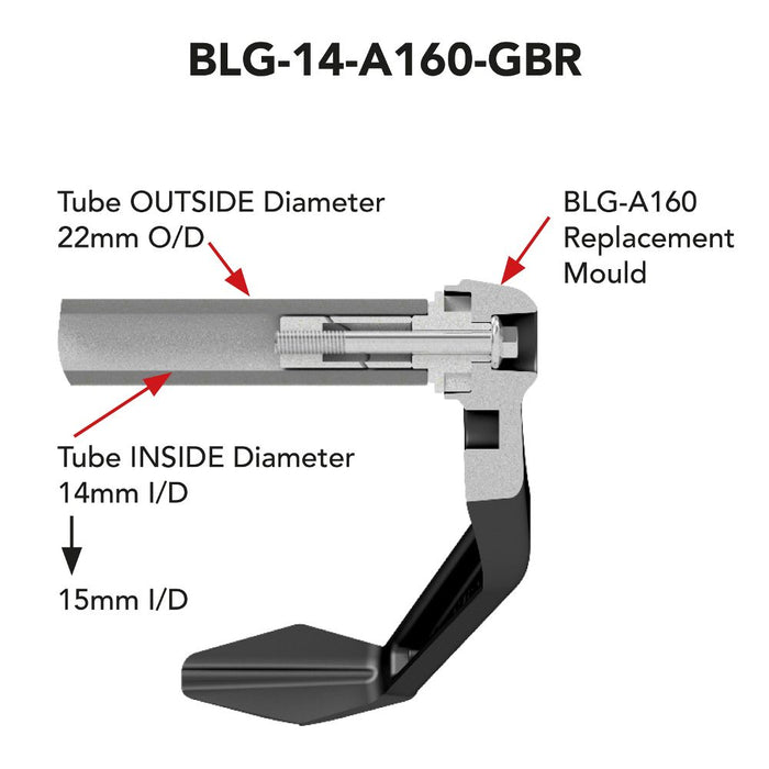 GBRacing Brake Lever Guard A160 with 14mm Insert – 15mm (BLG-14-A160-GBR)