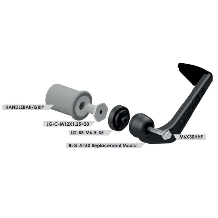 GBRacing Brake Lever Guard A160 with 12mm Threaded Insert and 5mm Spacer (BLG-M12-S5-A160-GBR)