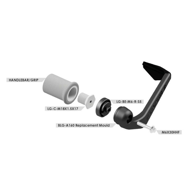 GBRacing Brake Lever Guard A160 M18 Threaded 5mm Spacer Bar End 160mm (BLG-M18-S5-A160-GBR)