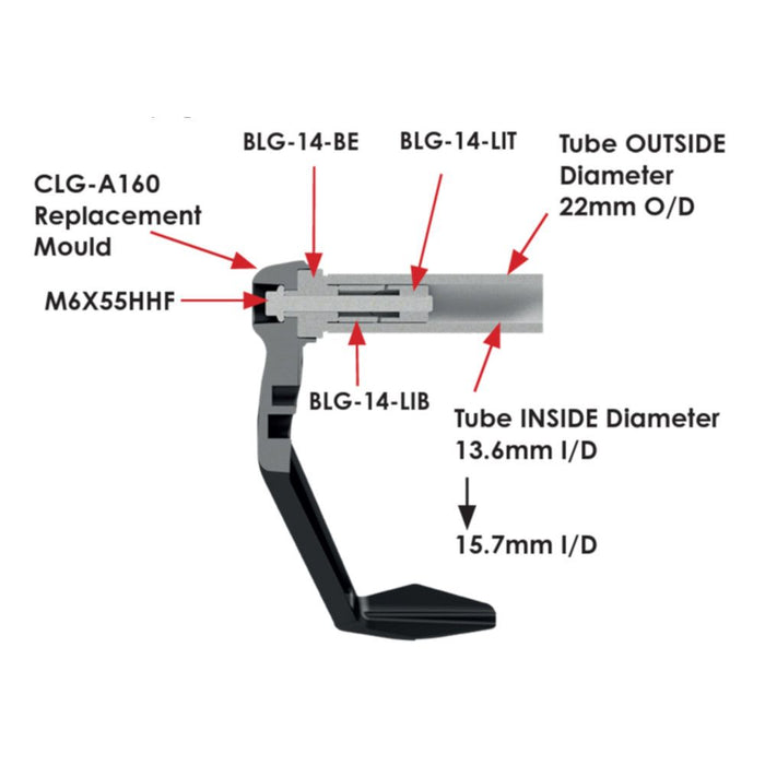 GBRacing Clutch Lever Guard A160 with 14mm Insert – 15mm (CLG-14-A160-GBR)