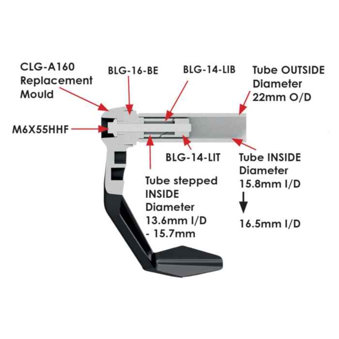 GBRacing Clutch Lever Guard A160 with 16mm Bar End and 14mm Insert (CLG-16-14-A160-GBR)