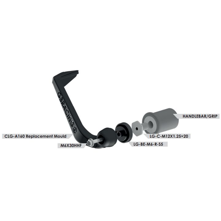 GBRacing Clutch Lever Guard A160 with 12mm Threaded Insert and 5mm Spacer (CLG-M12-S5-A160-GBR)