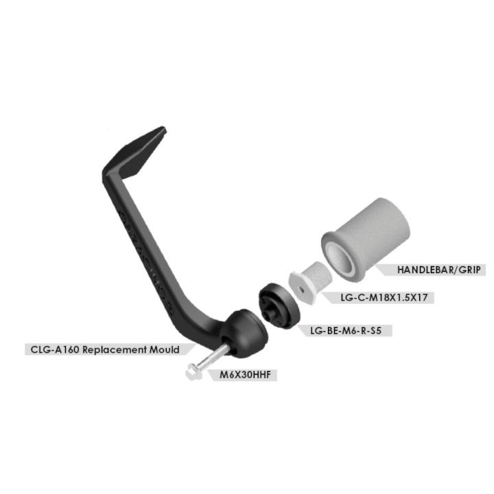 GBRacing Clutch Lever Guard A160 M18 Threaded 5mm Spacer Bar End 160mm (CLG-M18-S5-A160-GBR)