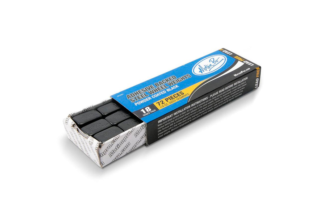 MotioPro Wheel Weights, Steel, Black, 18oz Pack, 72-1/4oz Segments (08-0455)