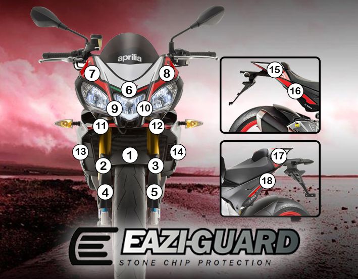 Eazi-Guard Paint Protection Film for Aprilia Tuono V4 (2015-2017) GUARDAPR004