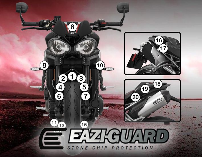 Eazi-Guard Paint Protection Film for Triumph Speed Triple RS (2018) GUARDTRI005