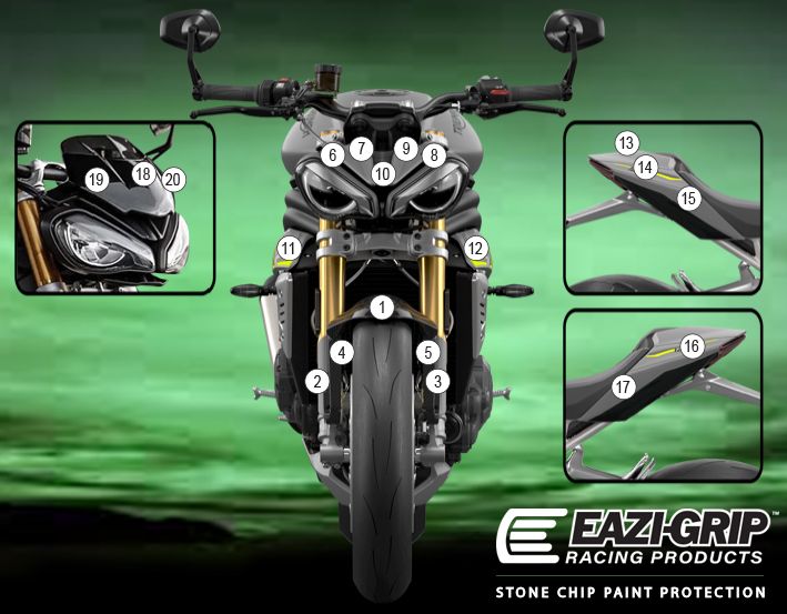 Eazi-Guard Paint Protection Film for Triumph Speed Triple 1200 RS GUARDTRI007