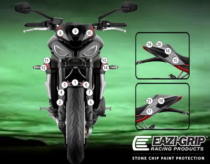 Eazi-Guard Paint Protection Film for Triumph Street Triple S R RS GUARDTRI010