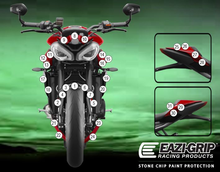 Eazi-Guard Paint Protection Film for Triumph Street Triple 2023 ( GUARDTRI017)