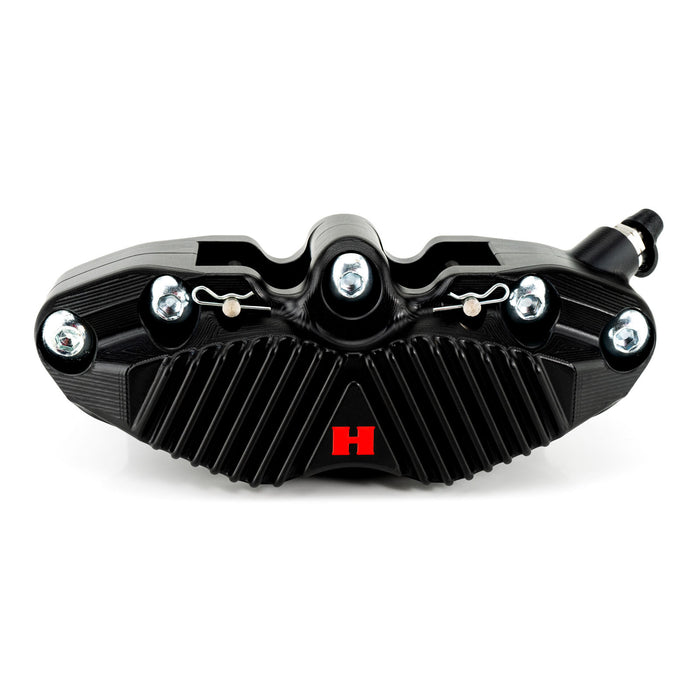 HEL V2 Solid Billet 4 Piston Front Radial Brake Calipers (Pair) Finned Back 100mm or 108mm