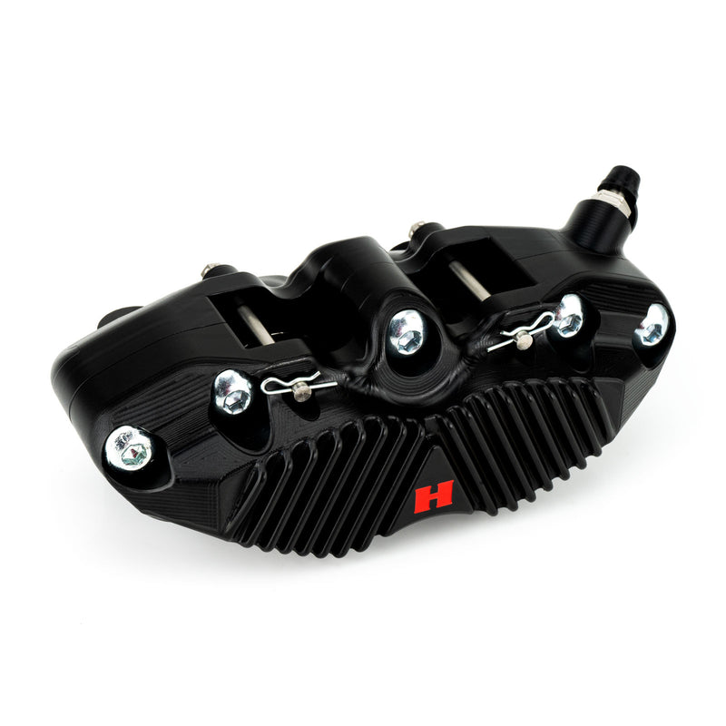 HEL V2 Solid Billet 4 Piston Front Radial Brake Calipers (Pair) Finned Back 100mm or 108mm