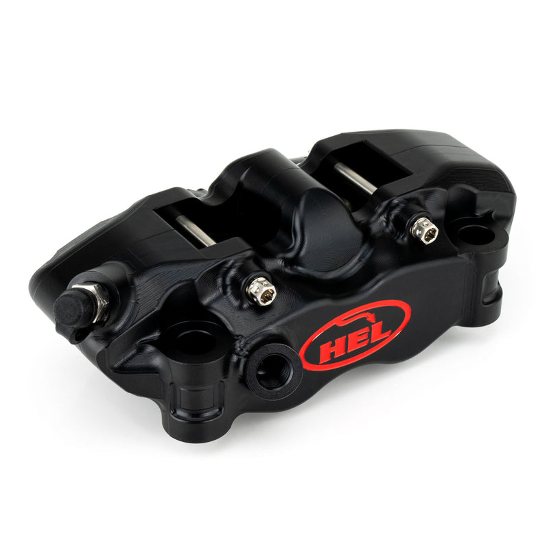 HEL V2 Solid Billet 4 Piston Front Radial Brake Calipers (Pair) Finned Back 100mm or 108mm