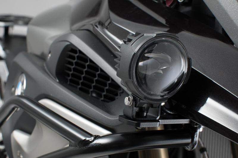 Light mounts f. orig. BMW fog lights. Black. BMW R 1200 GS (12-18), R 1250 GS (21-). (NSW.07.004.20000/B)  [Clearance]