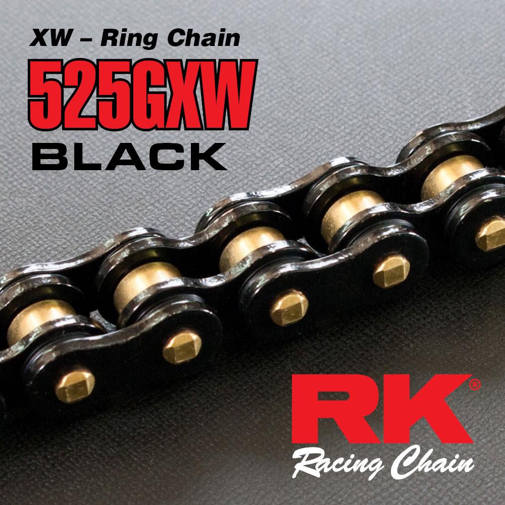 RK BL525GXW 120L Black / Gold Chain — Superbike Supply