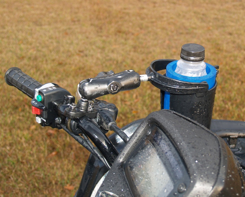 RAM Handlebar Rail Mount With Zinc Coated U-Bolt Base And Level Cup™ Drink Holder With Stubbie Holder (RAM-B-132RU)