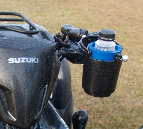 RAM Handlebar Rail Mount With Zinc Coated U-Bolt Base And Level Cup™ Drink Holder With Stubbie Holder (RAM-B-132RU)