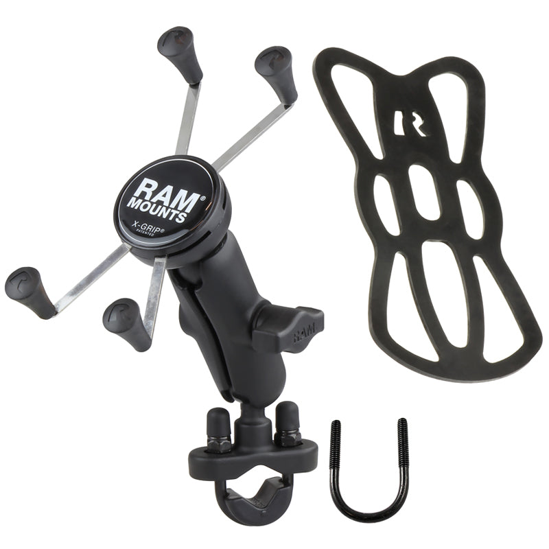 RAM Handlebar Mount With Zinc Coated U-Bolt Base And Universal X-Grip Large Phone/Phablet Cradle (RAM-B-149Z-UN10U)