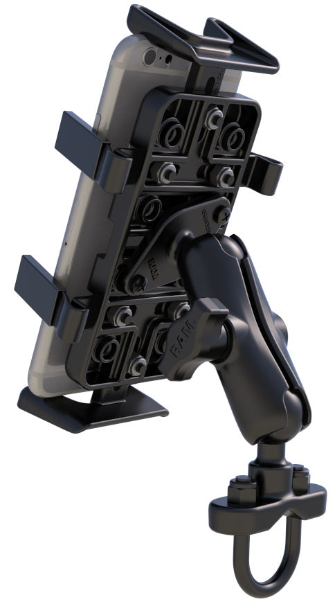 RAM Handlebar Rail Mount with Zinc Coated U-Bolt Base and Universal Finger-Grip Holder (RAM-B-149Z-UN4U)