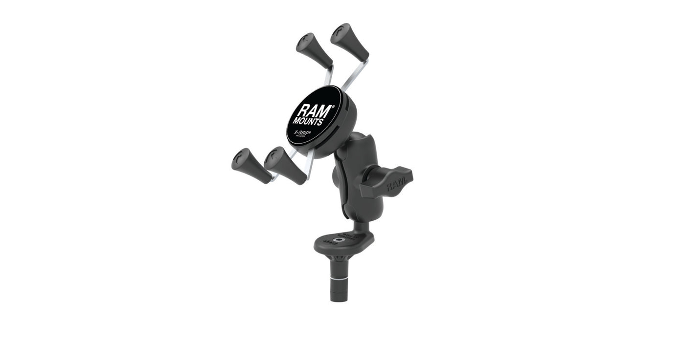RAM Fork Stem Mount With Short Double Socket Arm & Universal X-Grip Phone Cradle (RAM-B-176-A-UN7U)